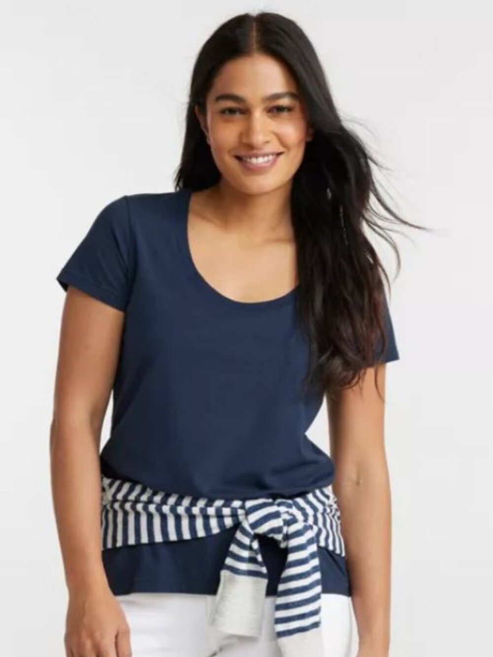 L.L. Bean Women's Soft Stretch Supima-Blend Tee, Scoopneck Short-Sleeve
